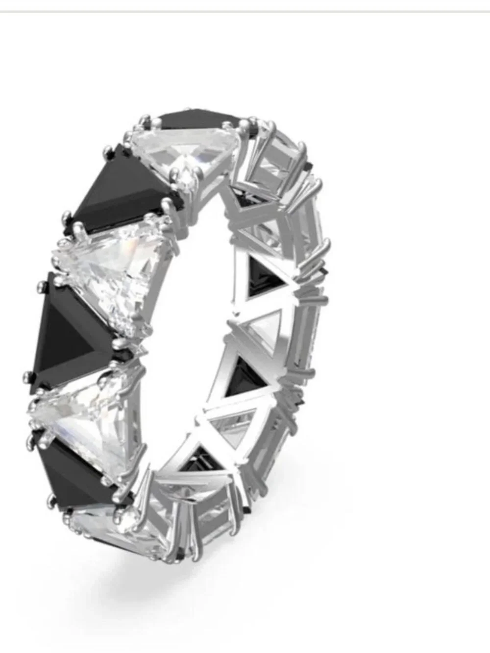 Swarovski Ortyx Cocktail Triangle Cut Rhodium Plated Ring